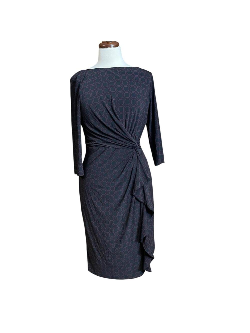 Lauren Ralph Lauren ruched dress in a black and red geometric print 12